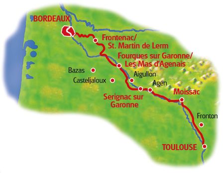 Map Bordeaux - Toulouse