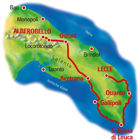 Karte Apulien