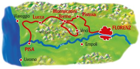 Karte Pisa - Florenz
