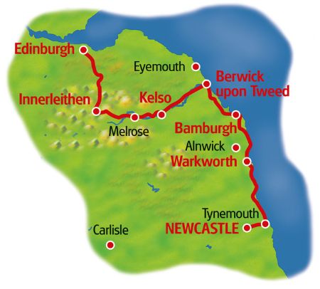 Map Newcastle - Edinburgh